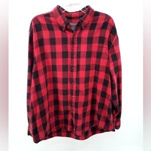 Saddlebred 100% Cotton Buffalo Plaid Red Black Warm Winter Casual Button Down XL